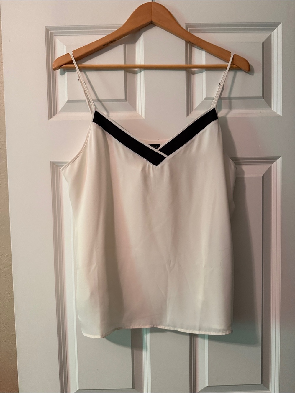 Banana Republic White Camisole with Black V-Detail